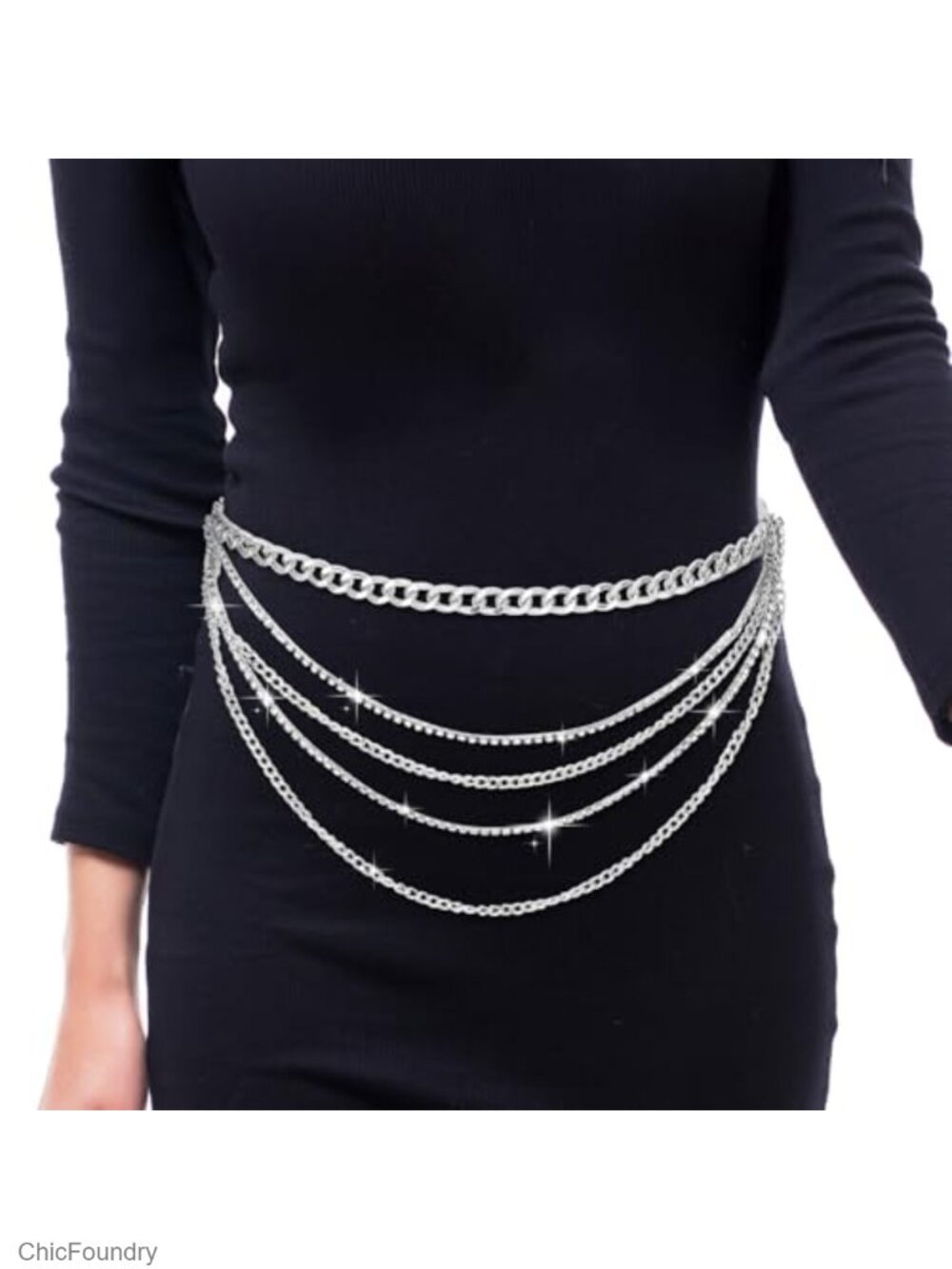 Multilayer Rhinestone Chain Waist Belt for Women Boho Belly Body Belt